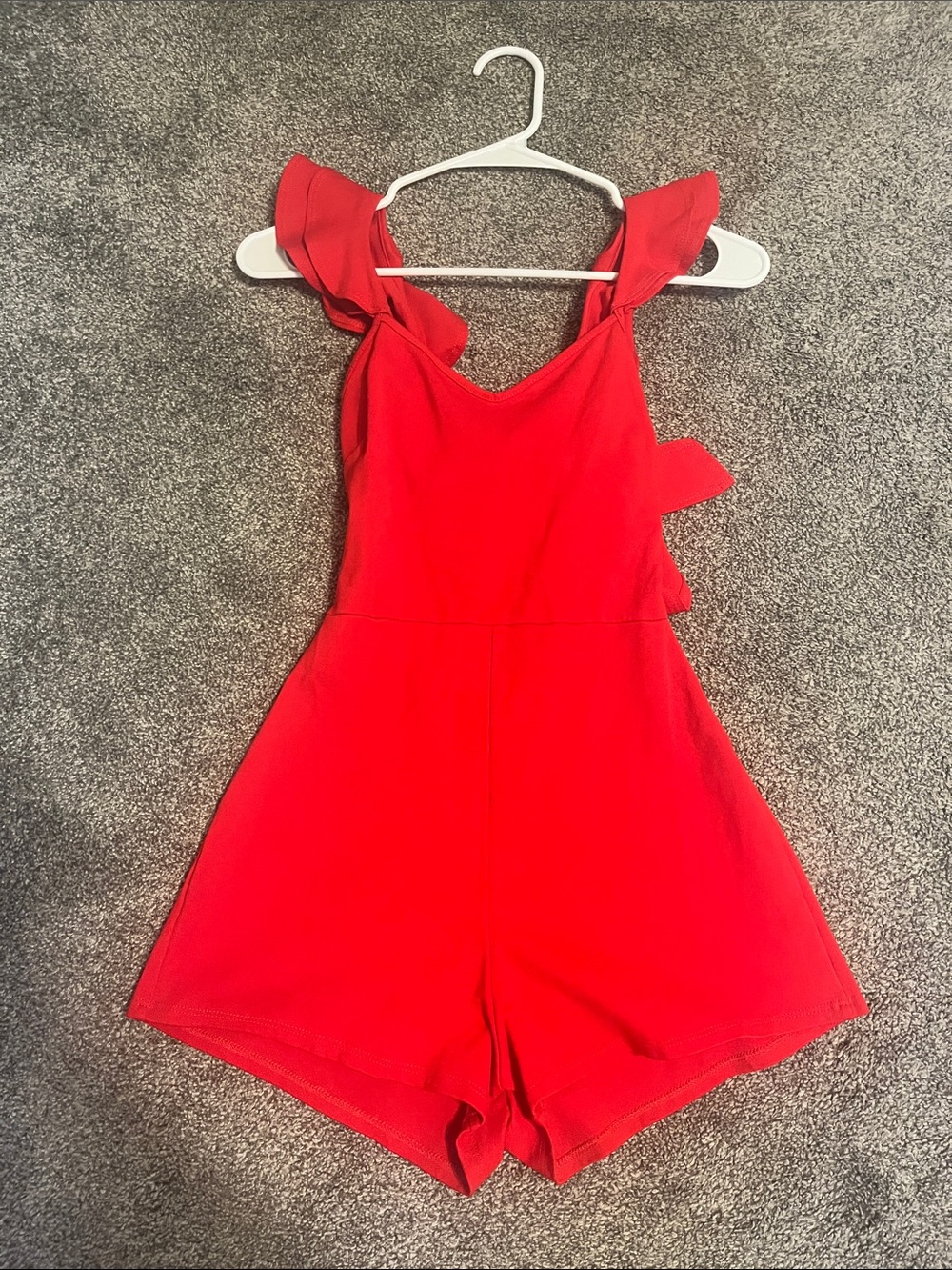 Women’s Red Ruffle Strap Romper